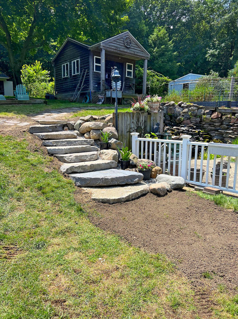 Ledge stone steps landscaping